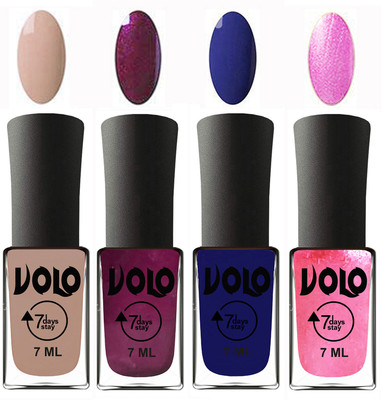 Volo Ultra Lasting HD Shine Awesome Nail Polish Combo Light Nude, Wine, Navy Blue, Metallic Pink(Pack of 4)
Volo Ultra Lasting HD Shine Awesome Nail Polish Combo Light Nude, Wine, Navy Blue, Metallic Pink(Pack of 4)