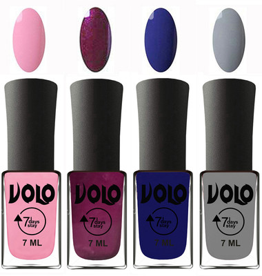 Volo Ultra Lasting HD Shine Awesome Nail Polish Combo Light Pink, Wine, Navy Blue, Light Grey(Pack of 4)
Volo Ultra Lasting HD Shine Awesome Nail Polish Combo Light Pink, Wine, Navy Blue, Light Grey(Pack of 4)