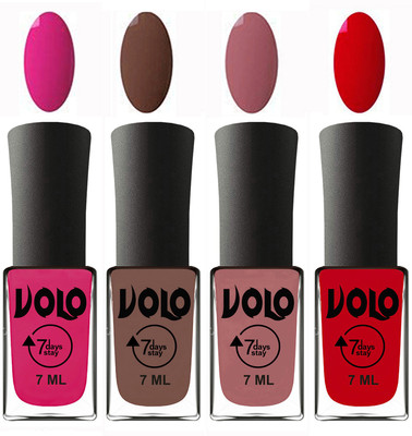 Volo Ultra Lasting HD Shine Awesome Nail Polish Combo Magnta, Brown, Chocolate Peach, Blood Red(Pack of 4)
Volo Ultra Lasting HD Shine Awesome Nail Polish Combo Magnta, Brown, Chocolate Peach, Blood Red(Pack of 4)