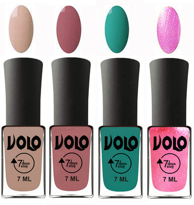 Volo Ultra Lasting HD Shine Awesome Nail Polish Combo Light Nude, Chocolate Peach, Radium Green, Metallic Pink(Pack of 4)
Volo Ultra Lasting HD Shine Awesome Nail Polish Combo Light Nude, Chocolate Peach, Radium Green, Metallic Pink(Pack of 4)