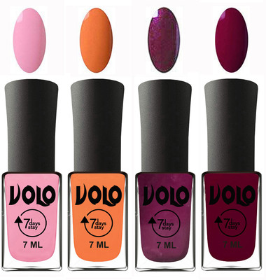 Volo Ultra Lasting HD Shine Awesome Nail Polish Combo Light Pink, Peach, Wine, Wine Maroon(Pack of 4)
Volo Ultra Lasting HD Shine Awesome Nail Polish Combo Light Pink, Peach, Wine, Wine Maroon(Pack of 4)