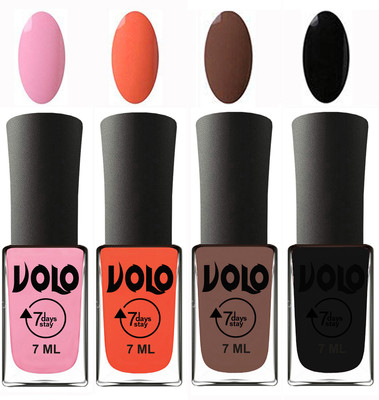 Volo Ultra Lasting HD Shine Awesome Nail Polish Combo Light Pink, Neon Orange, Brown, Black(Pack of 4)
Volo Ultra Lasting HD Shine Awesome Nail Polish Combo Light Pink, Neon Orange, Brown, Black(Pack of 4)