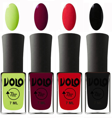 Volo Ultra Lasting HD Shine Awesome Nail Polish Combo Parrot Green, Wine Maroon, Redish Orange, Black(Pack of 4)
Volo Ultra Lasting HD Shine Awesome Nail Polish Combo Parrot Green, Wine Maroon, Redish Orange, Black(Pack of 4)