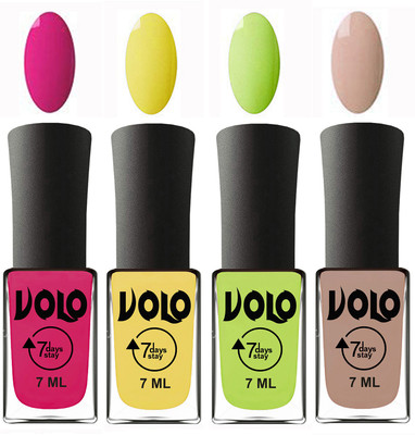 Volo Ultra Lasting HD Shine Awesome Nail Polish Combo Magnta, Yellow, Parrot Green, Light Nude(Pack of 4)
Volo Ultra Lasting HD Shine Awesome Nail Polish Combo Magnta, Yellow, Parrot Green, Light Nude(Pack of 4)