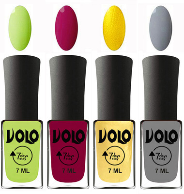 Volo Ultra Lasting HD Shine Awesome Nail Polish Combo Parrot Green, Magnta, Metallic Light Golden, Light Grey(Pack of 4)
Volo Ultra Lasting HD Shine Awesome Nail Polish Combo Parrot Green, Magnta, Metallic Light Golden, Light Grey(Pack of 4)