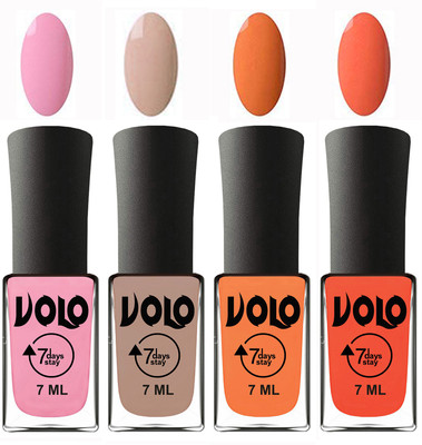 Volo Ultra Lasting HD Shine Awesome Nail Polish Combo Light Pink, Light Nude, Peach, Neon Orange(Pack of 4)
Volo Ultra Lasting HD Shine Awesome Nail Polish Combo Light Pink, Light Nude, Peach, Neon Orange(Pack of 4)