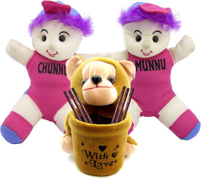 Gift Decor Shop Chunnu Munnu Soft Toy (Multi, 30 cm) Combo with soft toy brown penstand teddy bear for Kids (Brown, 20 cm) - 30 cm(Multicolor)
Gift Decor Shop Chunnu Munnu Soft Toy (Multi, 30 cm) Combo with soft toy brown penstand teddy bear for Kids (Brown, 20 cm) - 30 cm(Multicolor)
