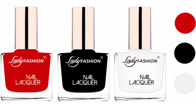 Lady Fashion Glossy & Long Stay Nail Polish combo Juicy Red,Black,White(Pack of 3)
Lady Fashion Glossy & Long Stay Nail Polish combo Juicy Red,Black,White(Pack of 3)