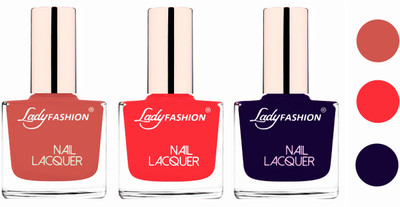 Lady Fashion Glossy & Long Stay Nail Polish combo Nude,Baby Pink,Blue(Pack of 3)