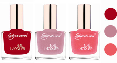 Lady Fashion Glossy & Long Stay Nail Polish combo Dark Red,Silky Purple,Silky Pink(Pack of 3)
Lady Fashion Glossy & Long Stay Nail Polish combo Dark Red,Silky Purple,Silky Pink(Pack of 3)