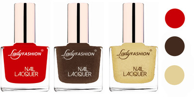 Lady Fashion Glossy & Long Stay Nail Polish combo Juicy Red,Mettalic Brown,Mettalic Gold(Pack of 3)
Lady Fashion Glossy & Long Stay Nail Polish combo Juicy Red,Mettalic Brown,Mettalic Gold(Pack of 3)
