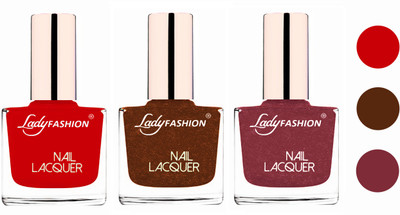 Lady Fashion Glossy & Long Stay Nail Polish combo Juicy Red,Copper,Mauve(Pack of 3)
Lady Fashion Glossy & Long Stay Nail Polish combo Juicy Red,Copper,Mauve(Pack of 3)