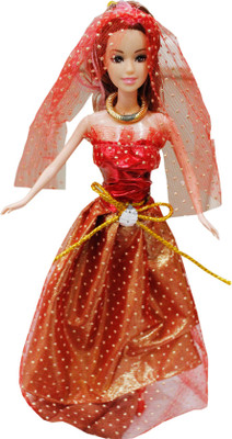 Toys Factory Beautiful dressed Doll for Girls kids(Red)