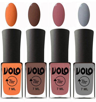 Volo Ultra Lasting HD Shine Awesome Nail Polish Combo Peach, Brown, Chocolate Peach, Light Grey(Pack of 4)
Volo Ultra Lasting HD Shine Awesome Nail Polish Combo Peach, Brown, Chocolate Peach, Light Grey(Pack of 4)