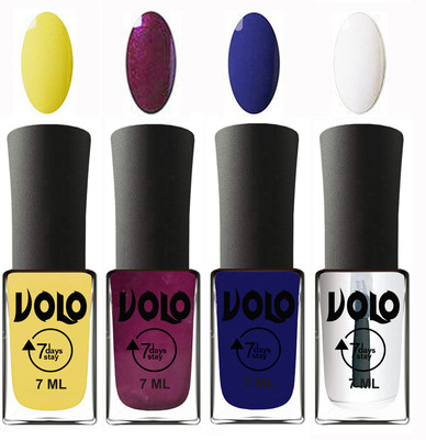 Volo Ultra Lasting HD Shine Awesome Nail Polish Combo Yellow, Wine, Navy Blue, Top Coat(Pack of 4)
Volo Ultra Lasting HD Shine Awesome Nail Polish Combo Yellow, Wine, Navy Blue, Top Coat(Pack of 4)