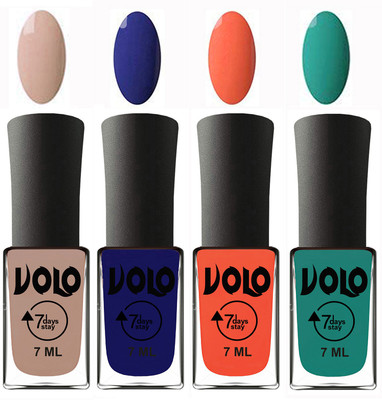 Volo Ultra Lasting HD Shine Awesome Nail Polish Combo Light Nude, Navy Blue, Neon Orange, Radium Green(Pack of 4)
Volo Ultra Lasting HD Shine Awesome Nail Polish Combo Light Nude, Navy Blue, Neon Orange, Radium Green(Pack of 4)