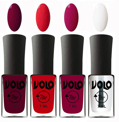 Volo Ultra Lasting HD Shine Awesome Nail Polish Combo Wine Maroon, Redish Orange, Magnta, Top Coat(Pack of 4)
Volo Ultra Lasting HD Shine Awesome Nail Polish Combo Wine Maroon, Redish Orange, Magnta, Top Coat(Pack of 4)