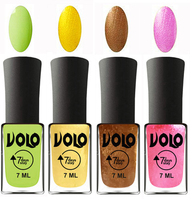 Volo Ultra Lasting HD Shine Awesome Nail Polish Combo Parrot Green, Metallic Light Golden, Metallic Dark Golden, Metallic Pink(Pack of 4)
Volo Ultra Lasting HD Shine Awesome Nail Polish Combo Parrot Green, Metallic Light Golden, Metallic Dark Golden, Metallic Pink(Pack of 4)