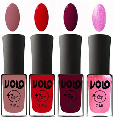 Volo Ultra Lasting HD Shine Awesome Nail Polish Combo Chocolate Peach, Blood Red, Wine Maroon, Metallic Pink(Pack of 4)
Volo Ultra Lasting HD Shine Awesome Nail Polish Combo Chocolate Peach, Blood Red, Wine Maroon, Metallic Pink(Pack of 4)