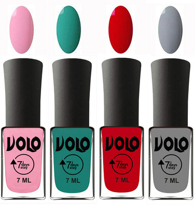 Volo Ultra Lasting HD Shine Awesome Nail Polish Combo Light Pink, Radium Green, Blood Red, Light Grey(Pack of 4)
Volo Ultra Lasting HD Shine Awesome Nail Polish Combo Light Pink, Radium Green, Blood Red, Light Grey(Pack of 4)