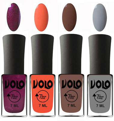 Volo Ultra Lasting HD Shine Awesome Nail Polish Combo Wine, Neon Orange, Brown, Light Grey(Pack of 4)
Volo Ultra Lasting HD Shine Awesome Nail Polish Combo Wine, Neon Orange, Brown, Light Grey(Pack of 4)