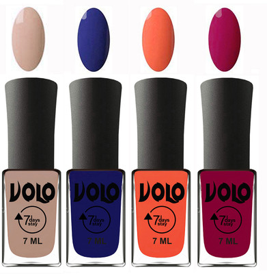 Volo Ultra Lasting HD Shine Awesome Nail Polish Combo Light Nude, Navy Blue, Neon Orange, Magnta(Pack of 4)
Volo Ultra Lasting HD Shine Awesome Nail Polish Combo Light Nude, Navy Blue, Neon Orange, Magnta(Pack of 4)