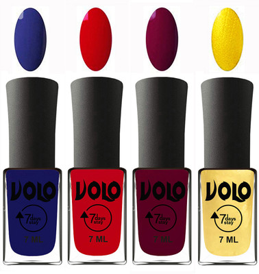 Volo Ultra Lasting HD Shine Awesome Nail Polish Combo Navy Blue, Blood Red, Wine Maroon, Metallic Light Golden(Pack of 4)
Volo Ultra Lasting HD Shine Awesome Nail Polish Combo Navy Blue, Blood Red, Wine Maroon, Metallic Light Golden(Pack of 4)