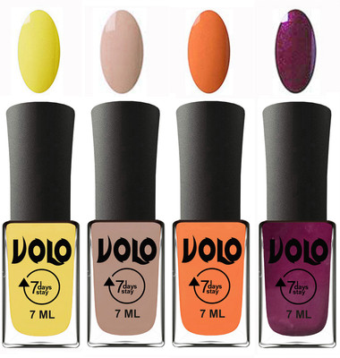 Volo Ultra Lasting HD Shine Awesome Nail Polish Combo Yellow, Light Nude, Peach, Wine(Pack of 4)
Volo Ultra Lasting HD Shine Awesome Nail Polish Combo Yellow, Light Nude, Peach, Wine(Pack of 4)