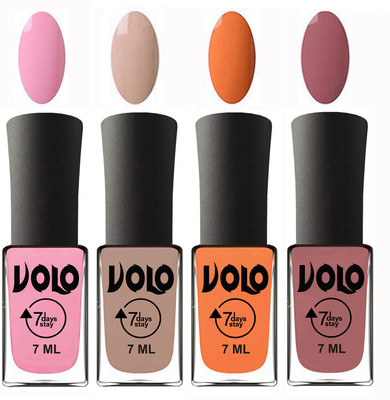 Volo Ultra Lasting HD Shine Awesome Nail Polish Combo Light Pink, Light Nude, Peach, Chocolate Peach(Pack of 4)
Volo Ultra Lasting HD Shine Awesome Nail Polish Combo Light Pink, Light Nude, Peach, Chocolate Peach(Pack of 4)
