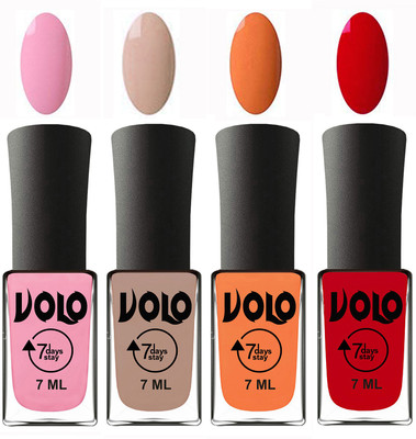 Volo Ultra Lasting HD Shine Awesome Nail Polish Combo Light Pink, Light Nude, Peach, Blood Red(Pack of 4)
Volo Ultra Lasting HD Shine Awesome Nail Polish Combo Light Pink, Light Nude, Peach, Blood Red(Pack of 4)