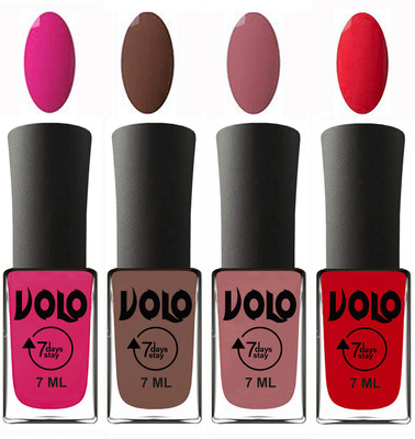Volo Ultra Lasting HD Shine Awesome Nail Polish Combo Magnta, Brown, Chocolate Peach, Redish Orange(Pack of 4)
Volo Ultra Lasting HD Shine Awesome Nail Polish Combo Magnta, Brown, Chocolate Peach, Redish Orange(Pack of 4)