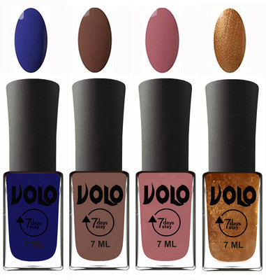 Volo Ultra Lasting HD Shine Awesome Nail Polish Combo Navy Blue, Brown, Chocolate Peach, Metallic Dark Golden(Pack of 4)
Volo Ultra Lasting HD Shine Awesome Nail Polish Combo Navy Blue, Brown, Chocolate Peach, Metallic Dark Golden(Pack of 4)