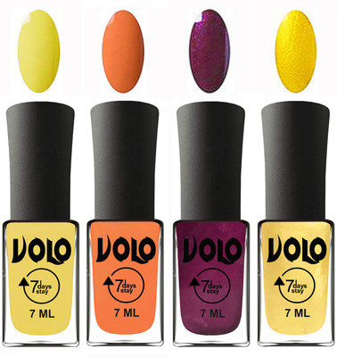 Volo Ultra Lasting HD Shine Awesome Nail Polish Combo Yellow, Peach, Wine, Metallic Light Golden(Pack of 4)
Volo Ultra Lasting HD Shine Awesome Nail Polish Combo Yellow, Peach, Wine, Metallic Light Golden(Pack of 4)