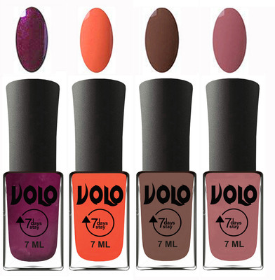 Volo Ultra Lasting HD Shine Awesome Nail Polish Combo Wine, Neon Orange, Brown, Chocolate Peach(Pack of 4)
Volo Ultra Lasting HD Shine Awesome Nail Polish Combo Wine, Neon Orange, Brown, Chocolate Peach(Pack of 4)