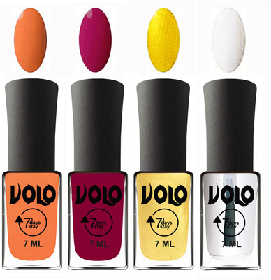 Volo Ultra Lasting HD Shine Awesome Nail Polish Combo Peach, Magnta, Metallic Light Golden, Top Coat(Pack of 4)
Volo Ultra Lasting HD Shine Awesome Nail Polish Combo Peach, Magnta, Metallic Light Golden, Top Coat(Pack of 4)
