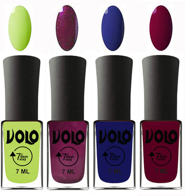 Volo Ultra Lasting HD Shine Awesome Nail Polish Combo Parrot Green, Wine, Navy Blue, Wine Maroon(Pack of 4)
Volo Ultra Lasting HD Shine Awesome Nail Polish Combo Parrot Green, Wine, Navy Blue, Wine Maroon(Pack of 4)