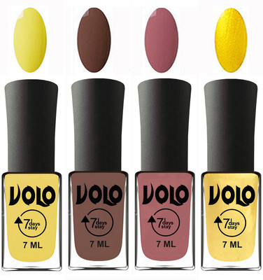 Volo Ultra Lasting HD Shine Awesome Nail Polish Combo Yellow, Brown, Chocolate Peach, Metallic Light Golden(Pack of 4)
Volo Ultra Lasting HD Shine Awesome Nail Polish Combo Yellow, Brown, Chocolate Peach, Metallic Light Golden(Pack of 4)