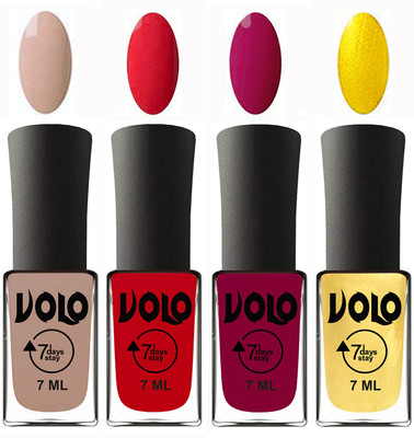 Volo Ultra Lasting HD Shine Awesome Nail Polish Combo Light Nude, Redish Orange, Magnta, Metallic Light Golden(Pack of 4)
Volo Ultra Lasting HD Shine Awesome Nail Polish Combo Light Nude, Redish Orange, Magnta, Metallic Light Golden(Pack of 4)