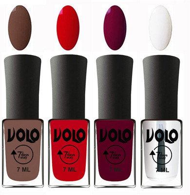 Volo Ultra Lasting HD Shine Awesome Nail Polish Combo Brown, Blood Red, Wine Maroon, Top Coat(Pack of 4)
Volo Ultra Lasting HD Shine Awesome Nail Polish Combo Brown, Blood Red, Wine Maroon, Top Coat(Pack of 4)