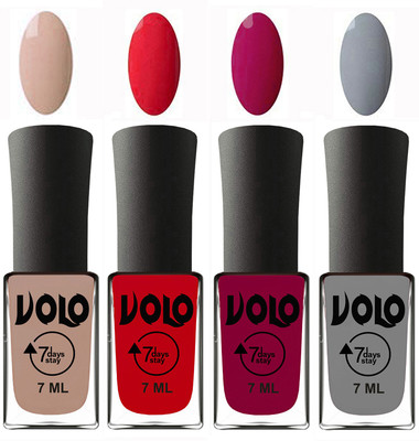Volo Ultra Lasting HD Shine Awesome Nail Polish Combo Light Nude, Redish Orange, Magnta, Light Grey(Pack of 4)
Volo Ultra Lasting HD Shine Awesome Nail Polish Combo Light Nude, Redish Orange, Magnta, Light Grey(Pack of 4)