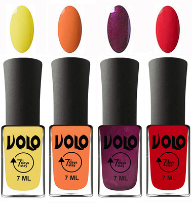 Volo Ultra Lasting HD Shine Awesome Nail Polish Combo Yellow, Peach, Wine, Redish Orange(Pack of 4)
Volo Ultra Lasting HD Shine Awesome Nail Polish Combo Yellow, Peach, Wine, Redish Orange(Pack of 4)