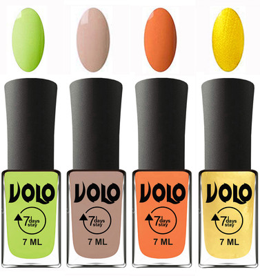 Volo Ultra Lasting HD Shine Awesome Nail Polish Combo Parrot Green, Light Nude, Peach, Metallic Light Golden(Pack of 4)
Volo Ultra Lasting HD Shine Awesome Nail Polish Combo Parrot Green, Light Nude, Peach, Metallic Light Golden(Pack of 4)