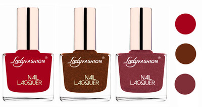 Lady Fashion Glossy & Long Stay Nail Polish combo Dark Red,Copper,Mauve(Pack of 3)
Lady Fashion Glossy & Long Stay Nail Polish combo Dark Red,Copper,Mauve(Pack of 3)