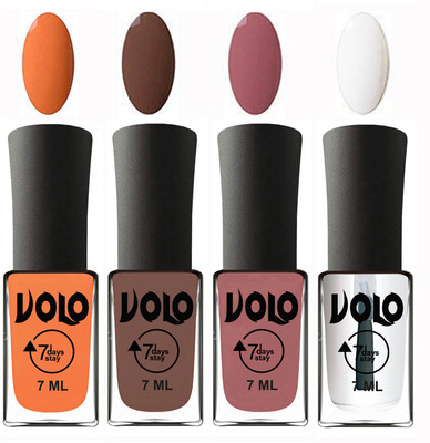 Volo Ultra Lasting HD Shine Awesome Nail Polish Combo Peach, Brown, Chocolate Peach, Top Coat(Pack of 4)
Volo Ultra Lasting HD Shine Awesome Nail Polish Combo Peach, Brown, Chocolate Peach, Top Coat(Pack of 4)