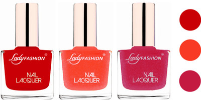 Lady Fashion Glossy & Long Stay Nail Polish combo Juicy Red,Orange Silk,Abricoat Rose(Pack of 3)
Lady Fashion Glossy & Long Stay Nail Polish combo Juicy Red,Orange Silk,Abricoat Rose(Pack of 3)