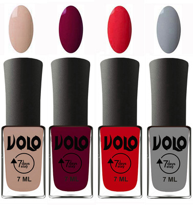 Volo Ultra Lasting HD Shine Awesome Nail Polish Combo Light Nude, Wine Maroon, Redish Orange, Light Grey(Pack of 4)
Volo Ultra Lasting HD Shine Awesome Nail Polish Combo Light Nude, Wine Maroon, Redish Orange, Light Grey(Pack of 4)