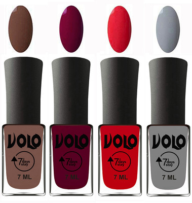Volo Ultra Lasting HD Shine Awesome Nail Polish Combo Brown, Wine Maroon, Redish Orange, Light Grey(Pack of 4)
Volo Ultra Lasting HD Shine Awesome Nail Polish Combo Brown, Wine Maroon, Redish Orange, Light Grey(Pack of 4)
