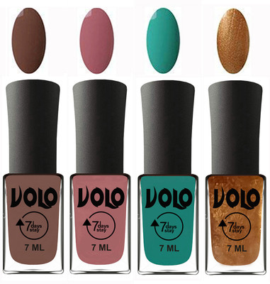 Volo Ultra Lasting HD Shine Awesome Nail Polish Combo Brown, Chocolate Peach, Radium Green, Metallic Dark Golden(Pack of 4)
Volo Ultra Lasting HD Shine Awesome Nail Polish Combo Brown, Chocolate Peach, Radium Green, Metallic Dark Golden(Pack of 4)