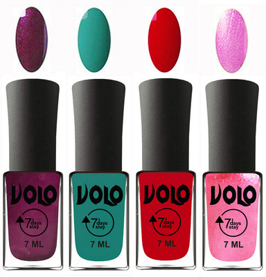 Volo Ultra Lasting HD Shine Awesome Nail Polish Combo Wine, Radium Green, Blood Red, Metallic Pink(Pack of 4)
Volo Ultra Lasting HD Shine Awesome Nail Polish Combo Wine, Radium Green, Blood Red, Metallic Pink(Pack of 4)