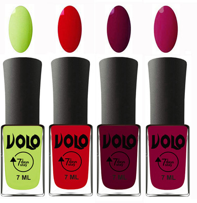 Volo Ultra Lasting HD Shine Awesome Nail Polish Combo Parrot Green, Blood Red, Wine Maroon, Magnta(Pack of 4)
Volo Ultra Lasting HD Shine Awesome Nail Polish Combo Parrot Green, Blood Red, Wine Maroon, Magnta(Pack of 4)